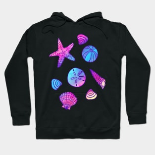 Beach Treasures - Seashells Bright Gradient on Dark Hoodie